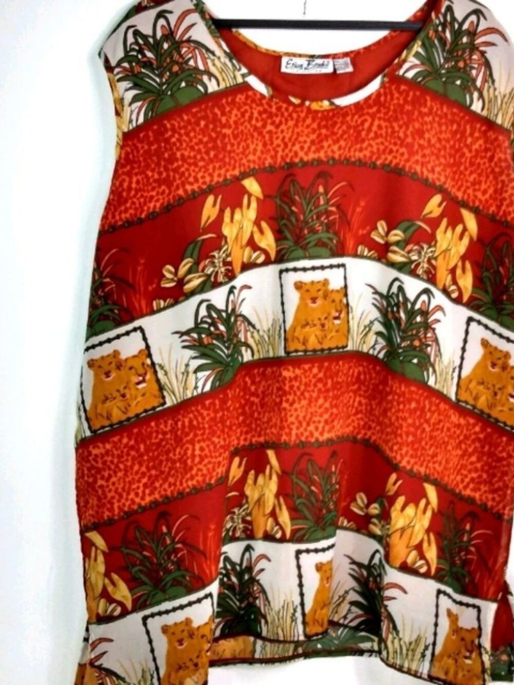 Erika Brooke 30 Bold Stripe Orange Lion Jungle Top Plus